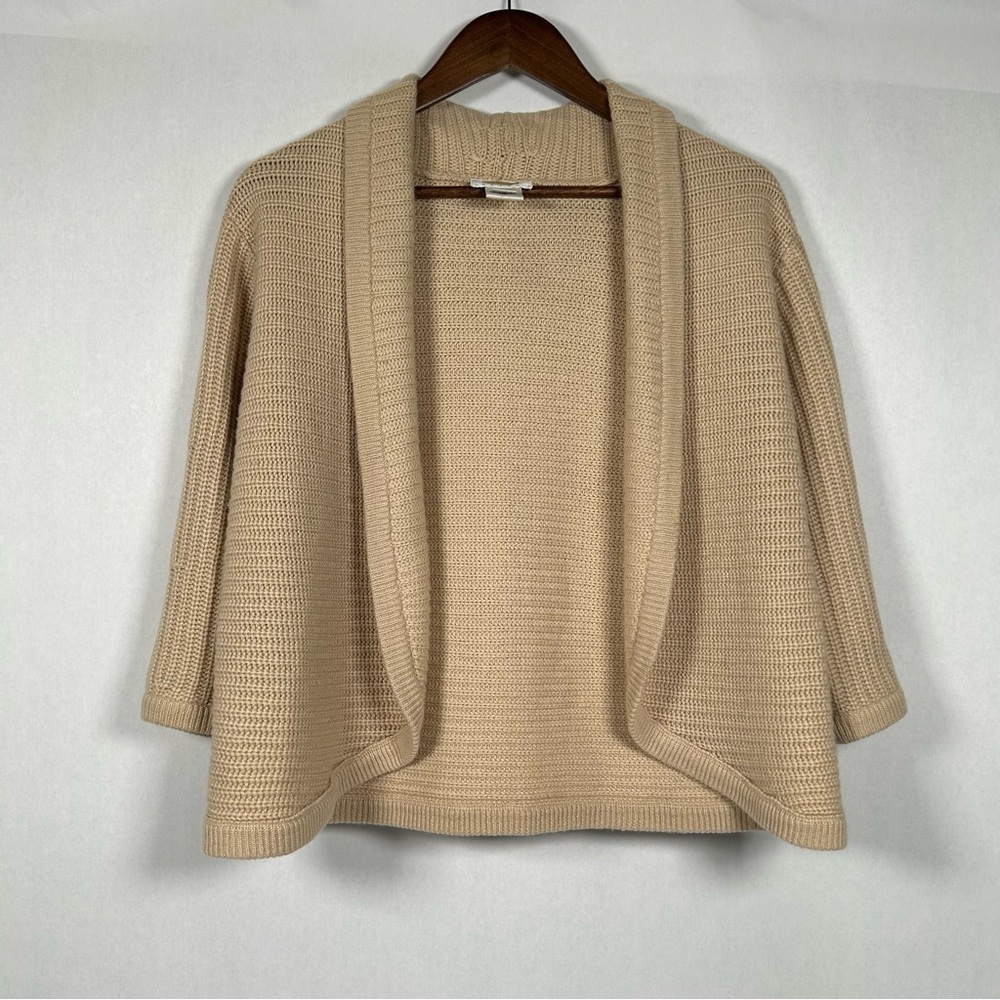 Talbots Tan Women's Cashmere Silk Open-Front Sweater